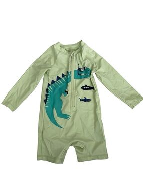 Old Navy Light Green Dino One-Piece Rash Guard